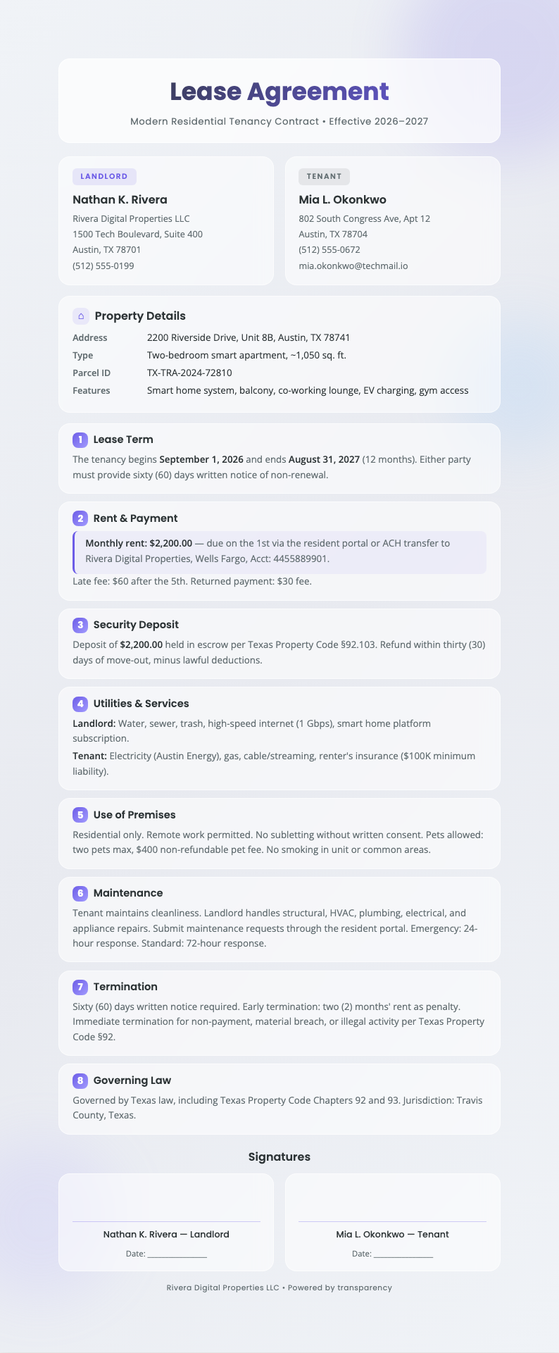 Glassmorphism rental agreement